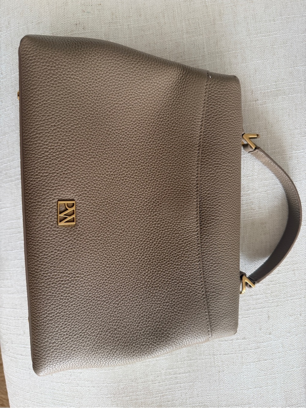 Classic Top-Handle Satchel in Taupe with Gold Hardware - Picture 5 of 6